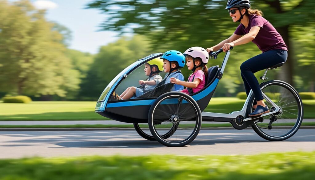 sichere und bequeme fahrradanhänger für kinder – ideal für entspannte und geschützte fahrten mit der ganzen familie.